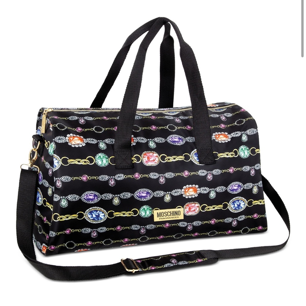 Moschino Fragrances black duffle travel bag overnight shoulder bag weekender